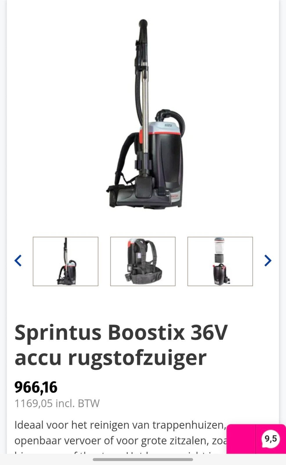 sprintus boostix 36v rug stofzuiger, Ophalen, Zo goed als nieuw, Overige typen