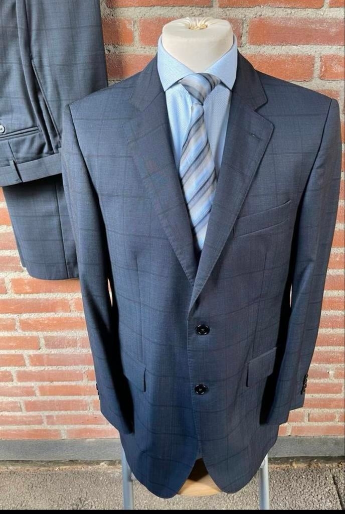 Scabal pak 100% Zuivere wol Blauw Ruit  Mt52, Ophalen of Verzenden, Zo goed als nieuw, Maat 52/54 (L), Blauw
