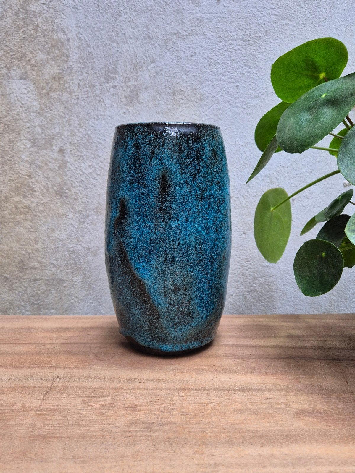 Vintage Pieter Groeneveldt 'Fat Lava' Keramiek Blauwe Vaas., Antiek en Kunst, Ophalen of Verzenden