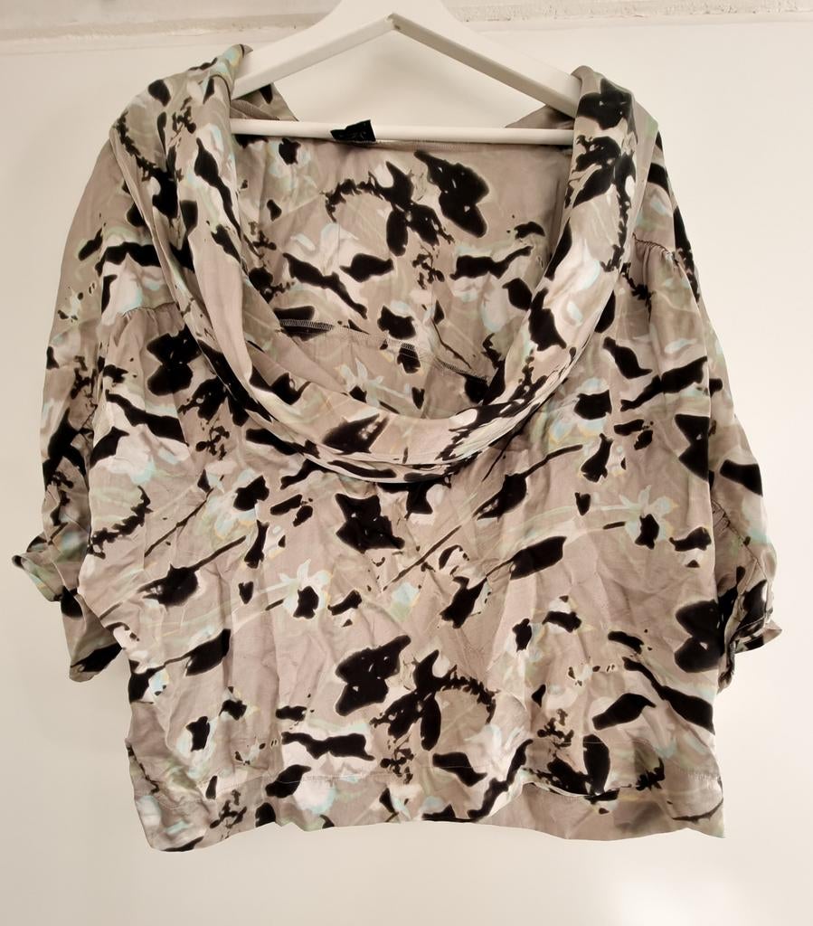 Sel by peppercorn 100% zijde top met col en abstracte print, Sel by peppercorn, Beige, Ophalen of Verzenden, Zo goed als nieuw