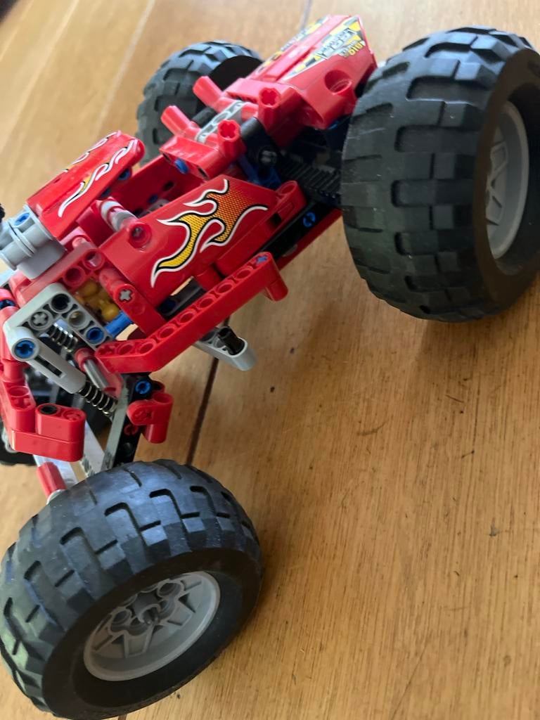 Lego Technic Rode Raceauto met Vlammen, Gebruikt, Lego, Ophalen of Verzenden, Complete set