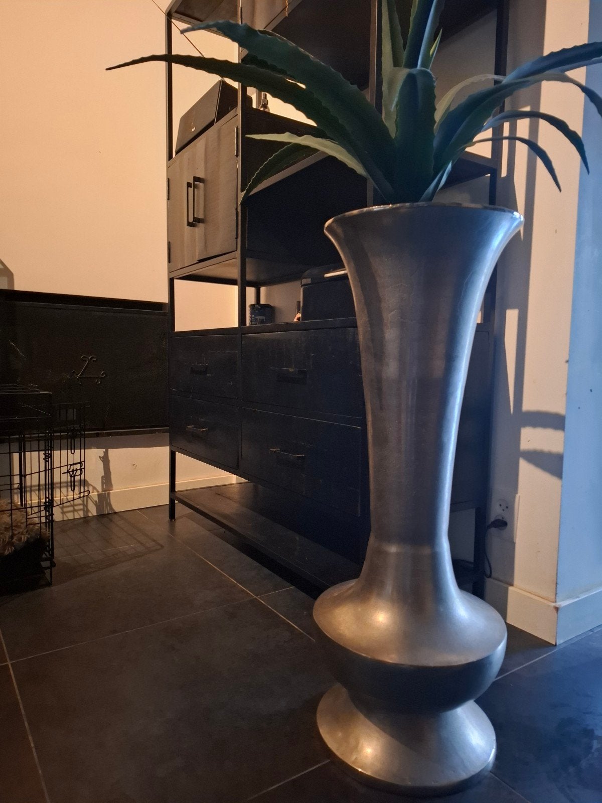 ruw nikkel XL vaas 87cm, Ophalen of Verzenden, Zilver