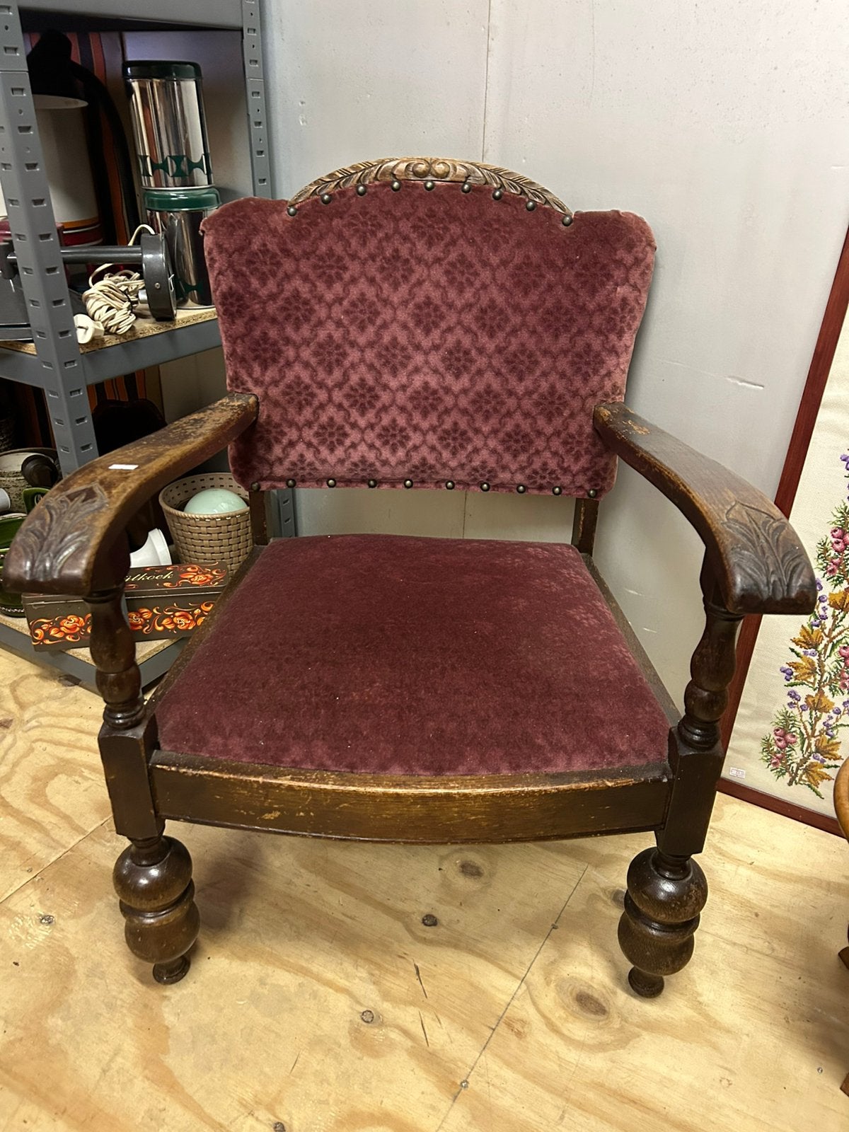 Vintage/ brocante Bordeaux rode stoel/ fauteuil, Huis en Inrichting, Fauteuils, Ophalen, Minder dan 75 cm, Vintage, ?