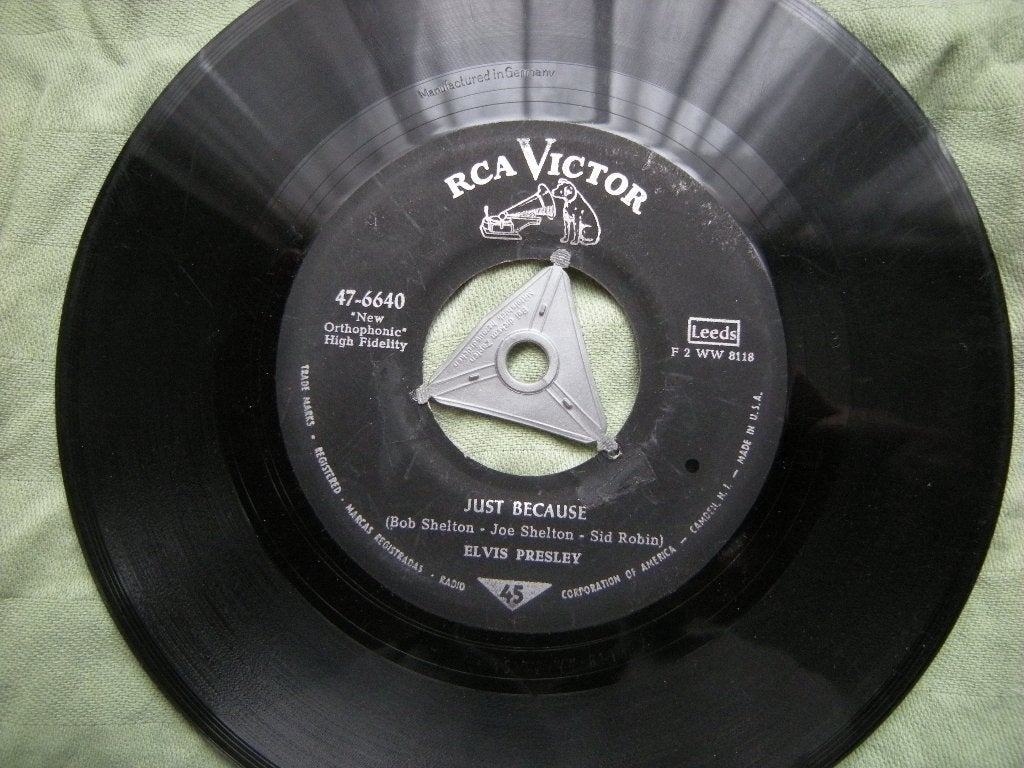 Elvis Presley 7"German Armylabel Just Because, Gebruikt, Voor 1960, 7 inch, Single