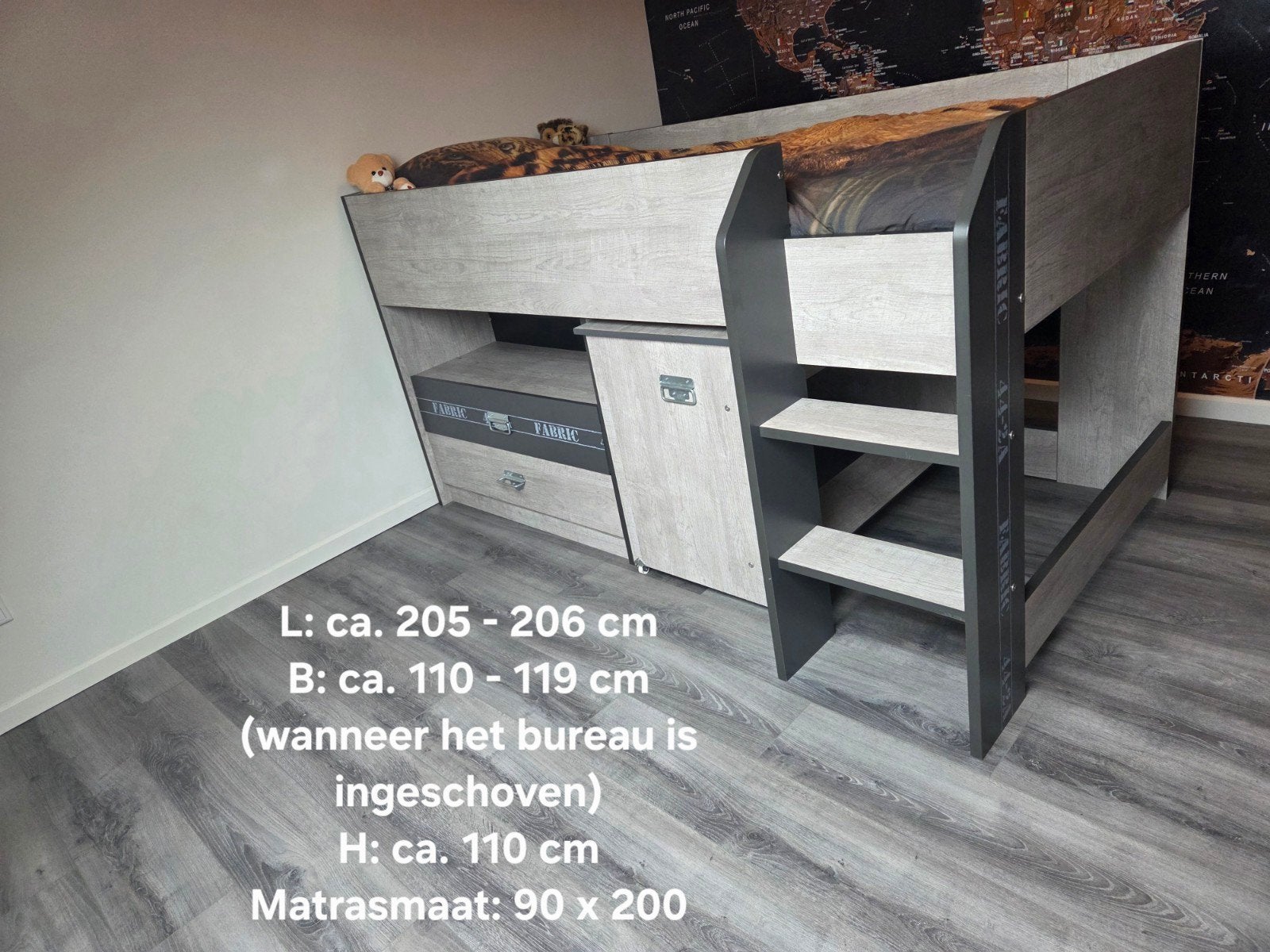 BED + KAST slaapkamer jongen, kind, hoogslaper, eenpersoons, Ophalen, Hoogslaper