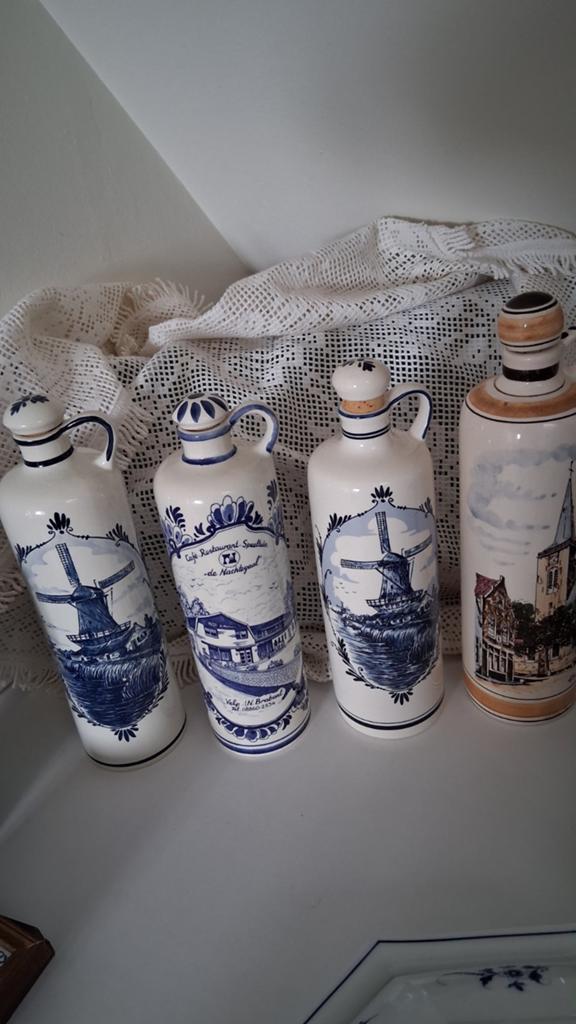 4 Delfts Blauw kruik Bols flessen kannen, Antiek en Kunst, Ophalen of Verzenden