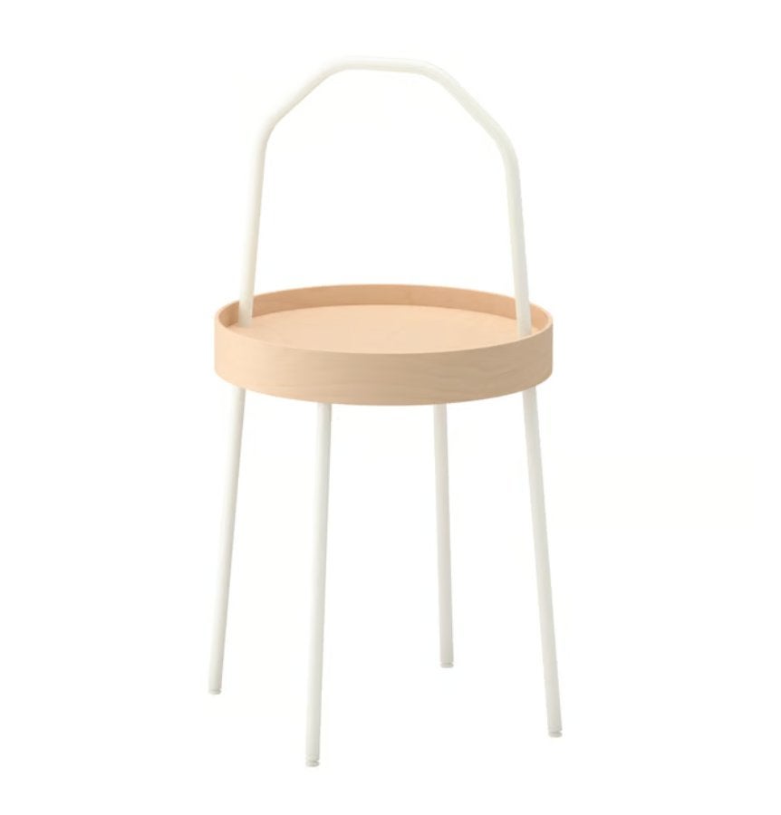 IKEA BURVIK Side Table - White - Like NEW, Huis en Inrichting, Ophalen, Minder dan 55 cm, Rond, Zo goed als nieuw