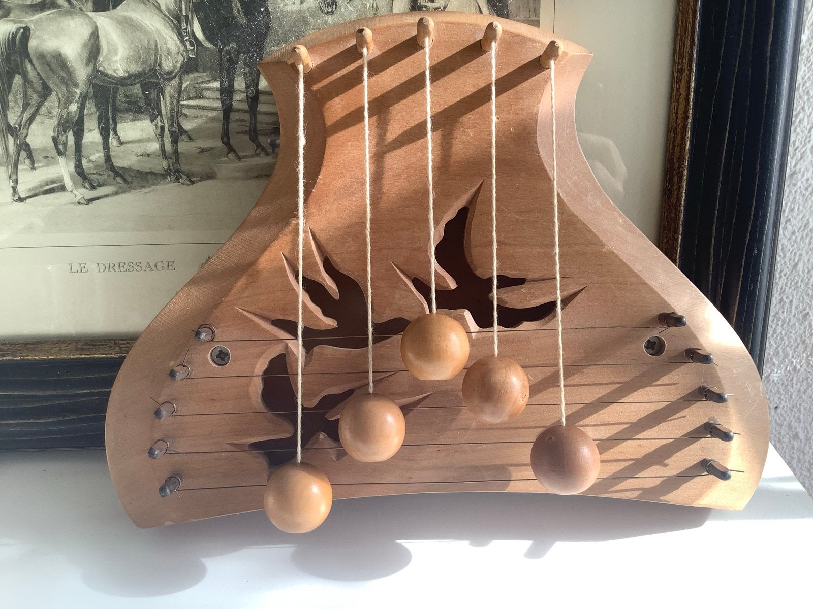 Decoratieve Deurharp met Vogels - Hout, Ophalen of Verzenden