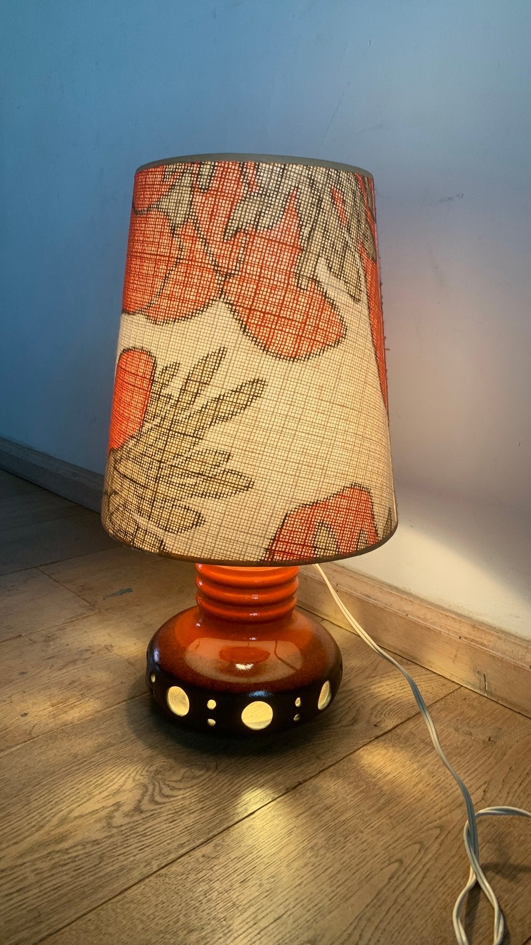 Lamp Retro vintage keramiek fatlava west germany 1970, Verzenden, Zo goed als nieuw, Minder dan 50 cm