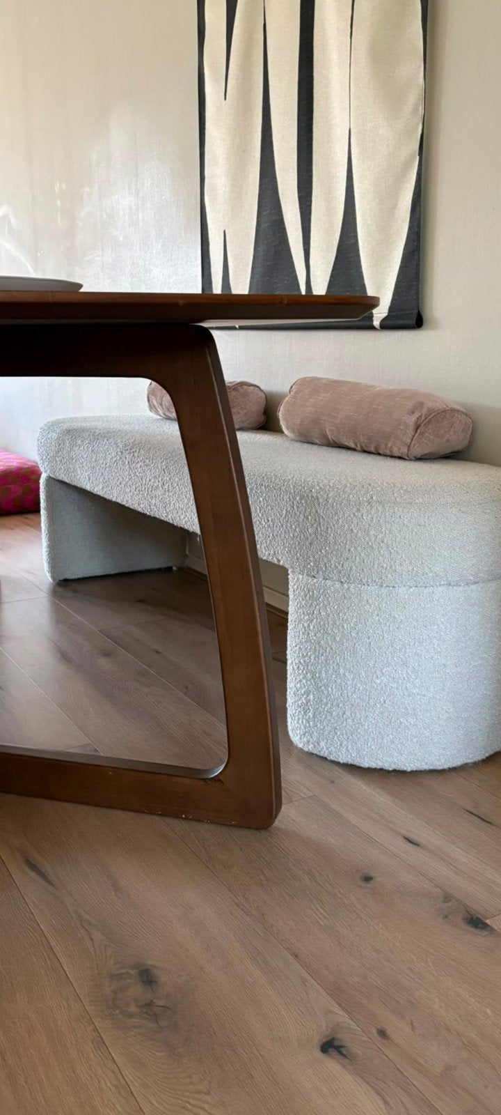 designbankje beige, Huis en Inrichting, Banken | Sofa's en Chaises Longues, Ophalen, Zo goed als nieuw
