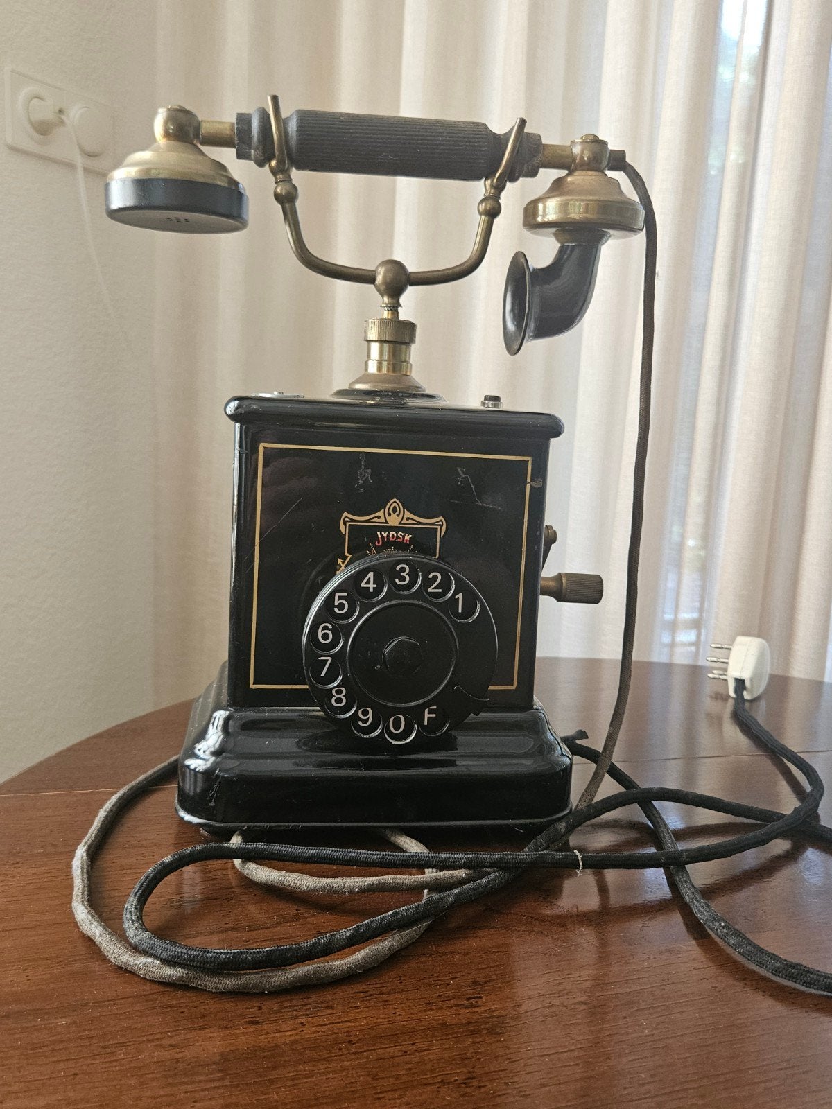 Antieke Jydsk Telefoon met Draaischijf en Zwengel, Antiek en Kunst, Ophalen