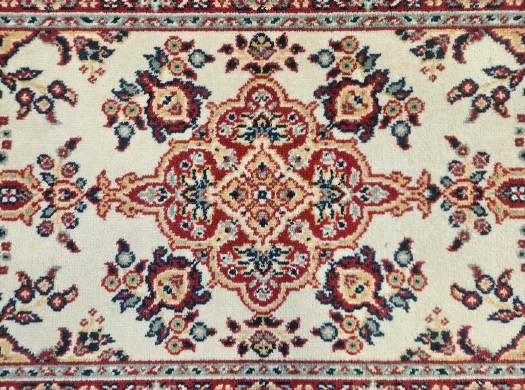 Vintage oosters wol vloerkleed medallion crème 60x115cm, 100 tot 150 cm, Onbekend, Onbekend, Onbekend