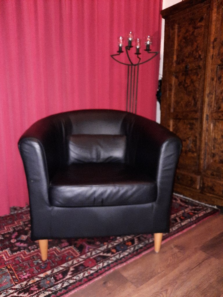 ikea Tullsta zwart leer, Huis en Inrichting, Fauteuils, Ophalen, Zo goed als nieuw, 50 tot 75 cm, Leer