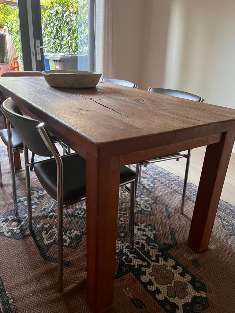 Robuuste eikenhouten eettafel, Gebruikt, Eikenhout, 150 tot 200 cm, Vier personen