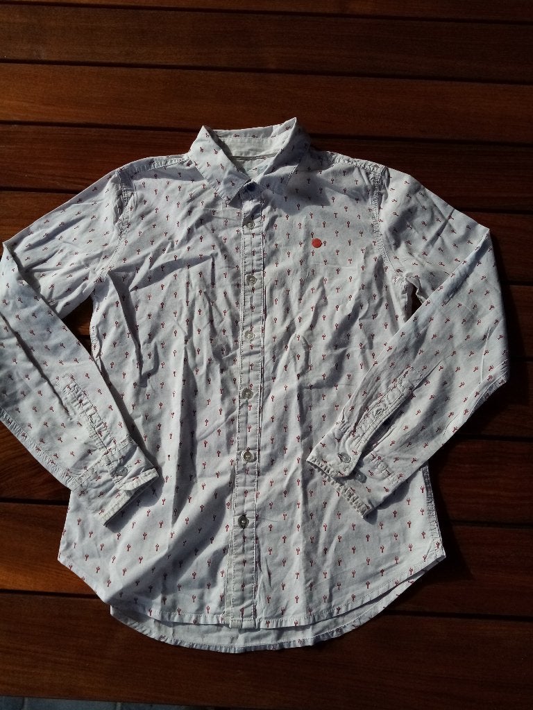 CKS blouse maat 12, witte blouse met rode kreeftjes, Overhemd of Blouse, Ophalen of Verzenden, Jongen, CKS