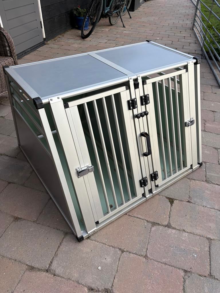Dubbele autobench, Dieren en Toebehoren, Hondenhokken, Ophalen, Zo goed als nieuw, 75 tot 110 cm, Minder dan 65 cm