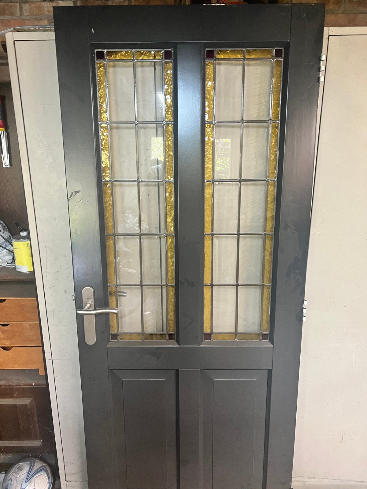 Binnendeur (Cando) met glas in lood, Ophalen, Gebruikt, 80 tot 100 cm, Binnendeur