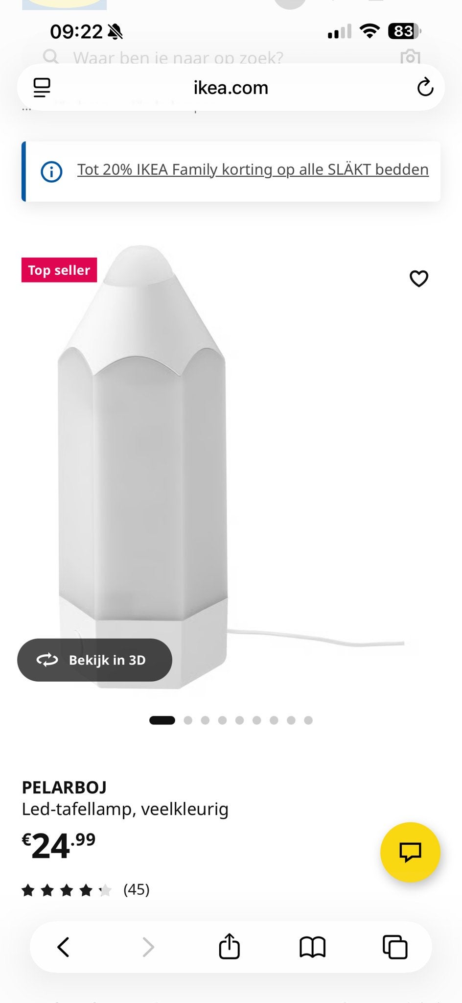 Nachtlampje Potlood ikea, Ophalen of Verzenden, Zo goed als nieuw, Wit, IKEA