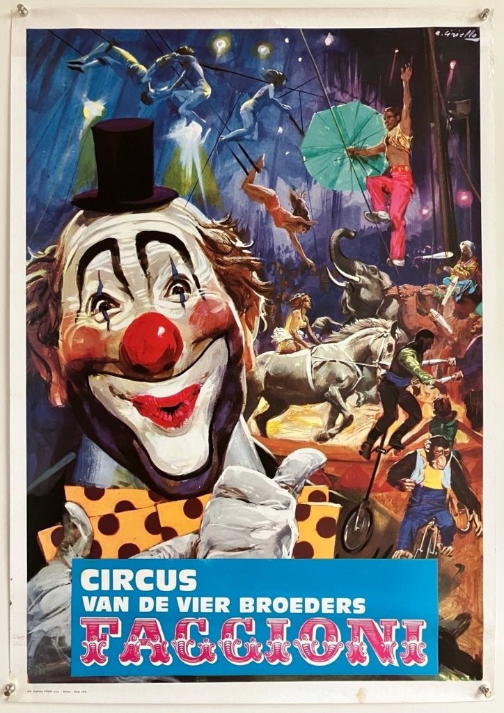 Circus Faggioni - Originele circusposter (1972) - Versie B, Verzenden, Gebruikt, A1 t/m A3, Film en Tv