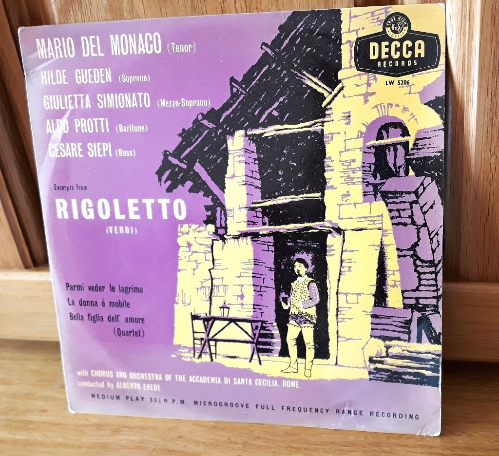 Excerpts From Rigoletto - Mario Del Monaco / Hilde Gueden, 10 inch, Opera of Operette, Ophalen of Verzenden, Zo goed als nieuw
