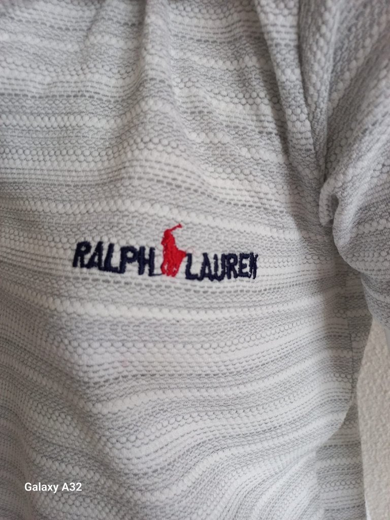 Ralph Lauren grijs wit polo shirt, maat M, Ralph Lauren Polo, Maat 48/50 (M), Ophalen of Verzenden, Zo goed als nieuw