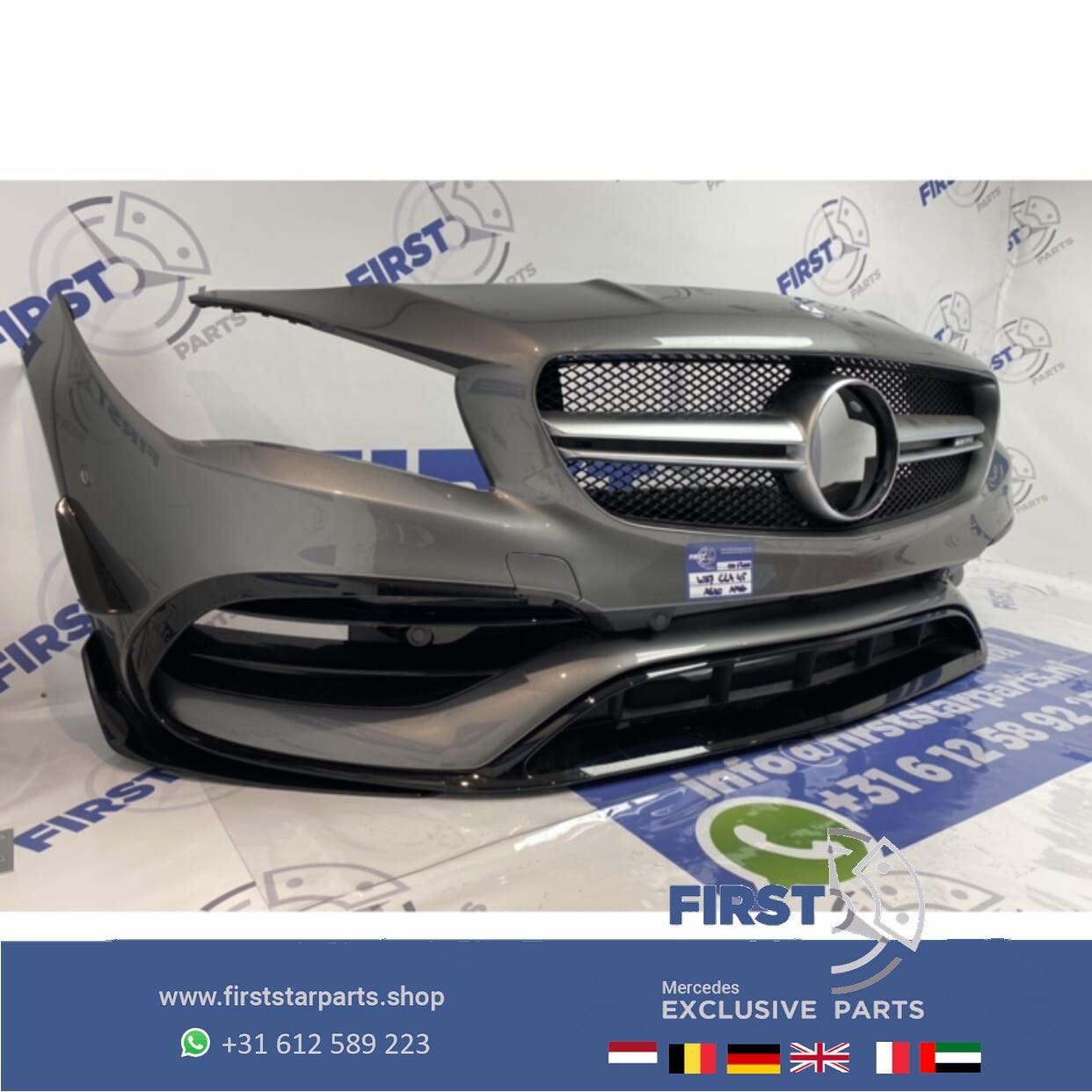 W117 C117 X117 CLA45 FACELIFT AMG VOORBUMPER GRIJS COMPLEET, Auto-onderdelen, Gebruikt, -, Voor, Ophalen of Verzenden