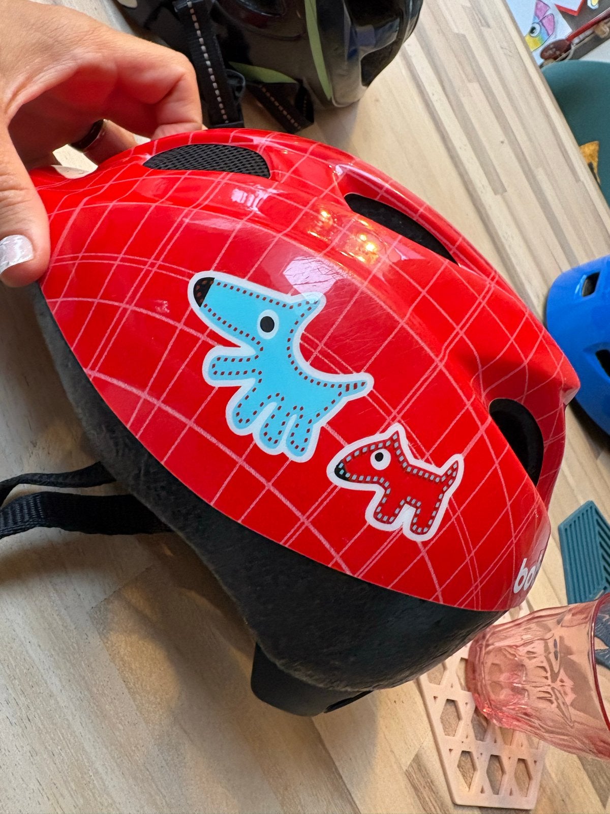 Bobike B-Buddy fietshelm voor kinderen - Rood met honden, Ophalen, Gebruikt, Overige maten, Jongen of Meisje