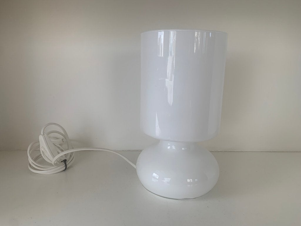 IKEA Lykta tafellamp wit glas, 25 cm, Wit, IKEA, Met stekker