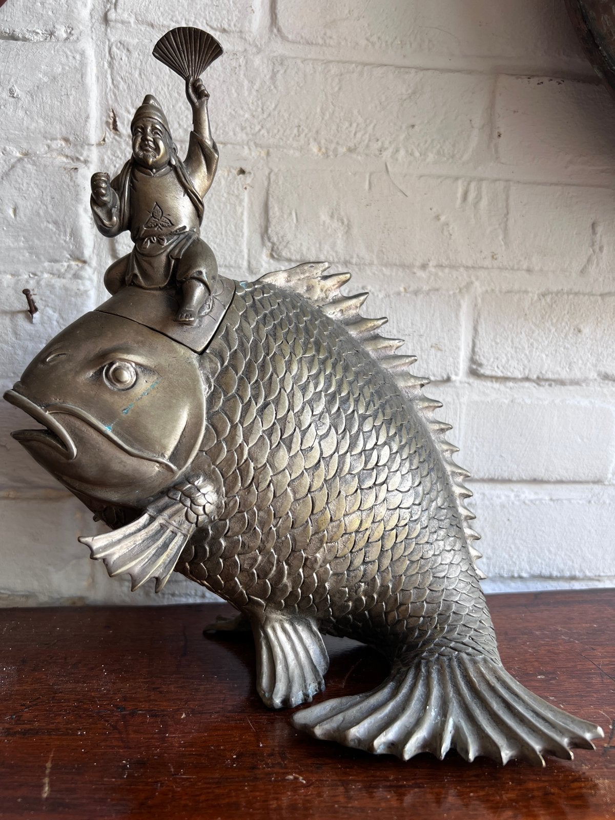 bronzen beeld: Ebisu , japanse god van vissers (21x27 cm), Antiek en Kunst, Antiek | Koper en Brons, Ophalen of Verzenden, Brons