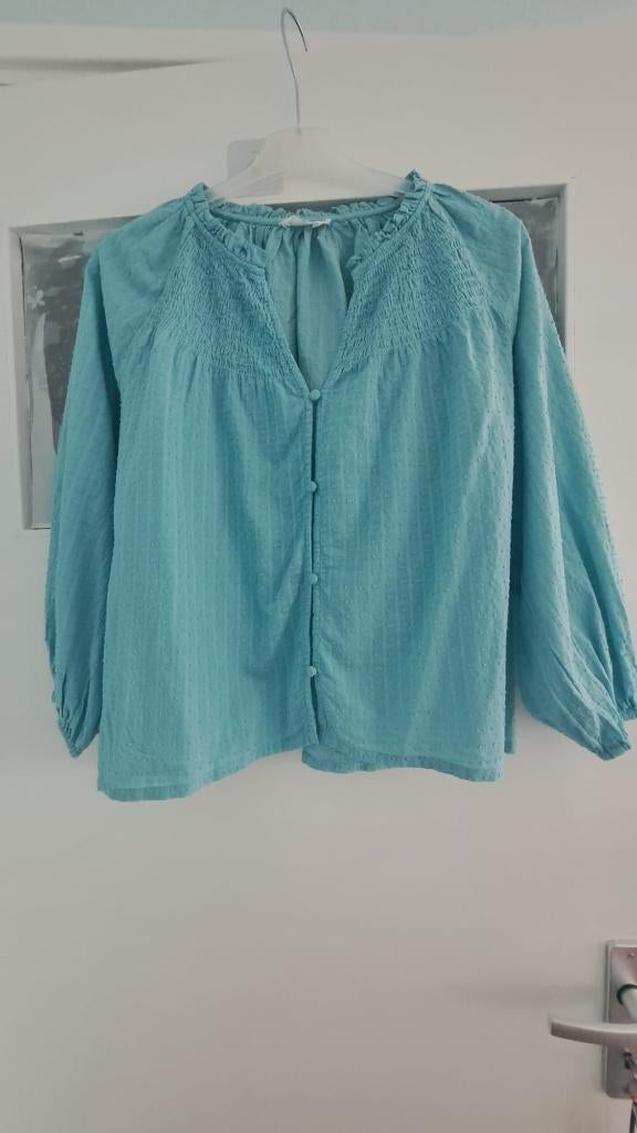 NIEUW Katoenen blouse M – lichtblauw/turquoise, Kleding | Dames, Ophalen of Verzenden, Zo goed als nieuw, Blauw