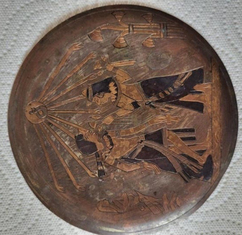 Koperen wanddecoratie met Egyptische afbeelding, Ophalen of Verzenden
