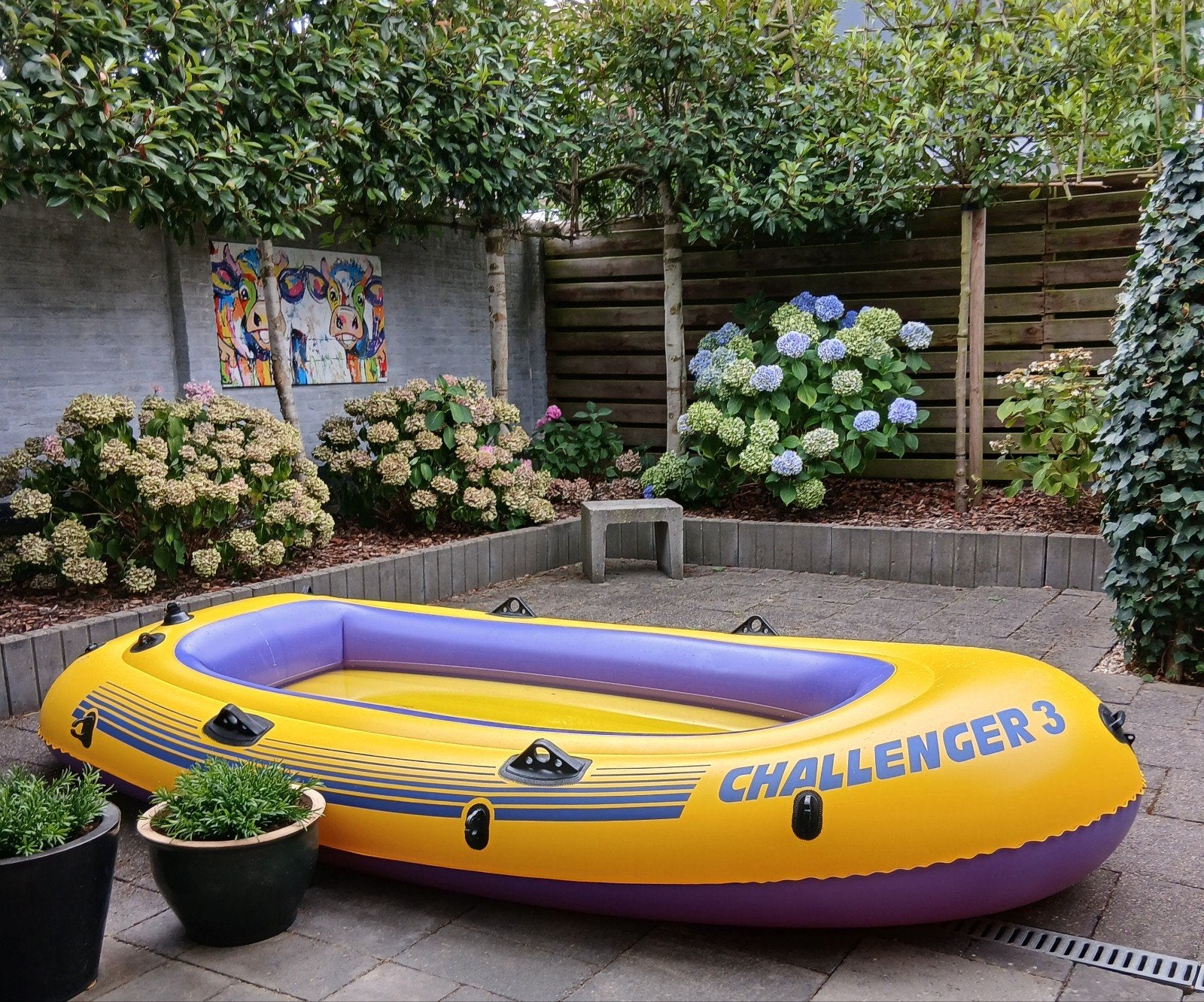 Rubberboot. Opblaasbad. Challenger 3. Geel Blauw. 3 meter., Tuin en Terras, Zwembaden, Ophalen, Minder dan 80 cm, Opblaaszwembad