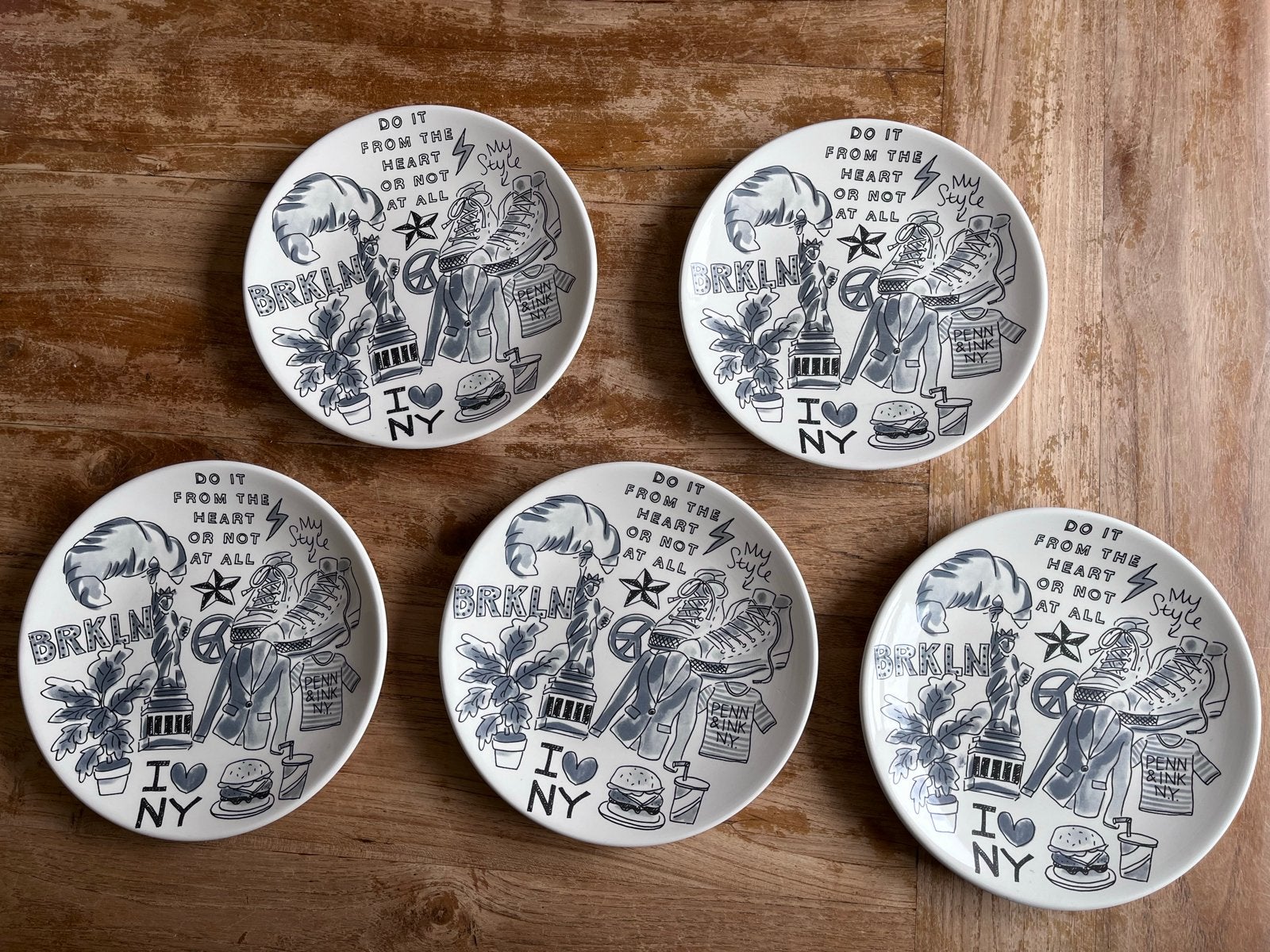 Blond Amsterdam Penn & Ink Brooklyn New York borden (5 stuks, Ophalen, Gebruikt, Keramiek, Bord(en)