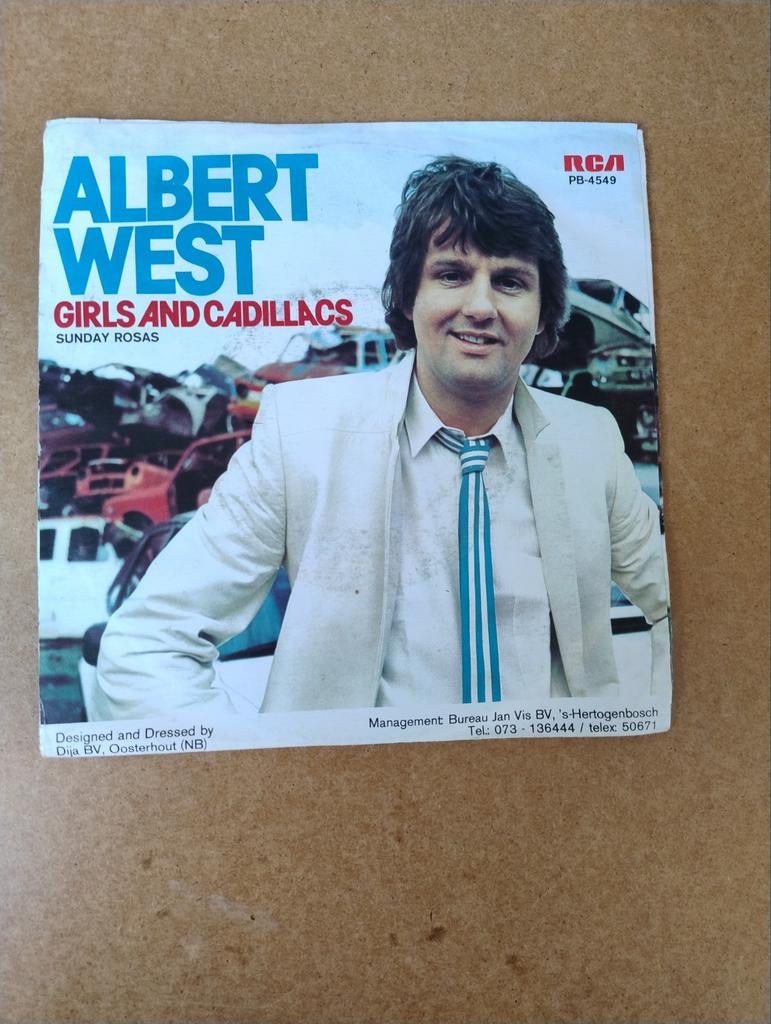 Albert West - Girls and Cadillacs / Sunday Rosas (Single), Gebruikt, Fotohoes, 7 inch, Single