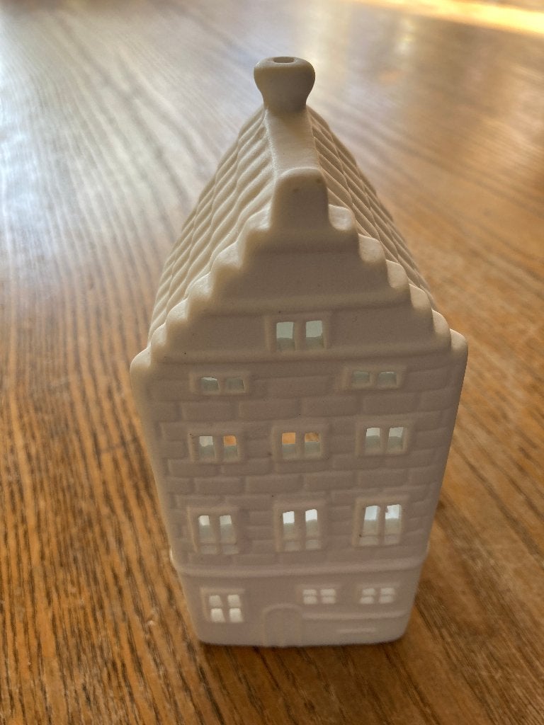 &Klevering grachtenhuisje waxinelichthouder (14cm) nieuw, Overige materialen, Wit, Nieuw, Ophalen of Verzenden