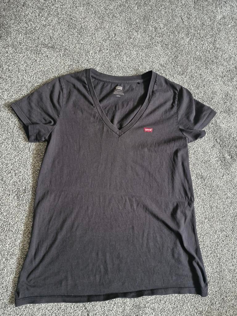 Levi's Zwart V-hals T-shirt met Korte Mouwen, Zwart, Ophalen of Verzenden, Korte mouw, Maat 36 (S)