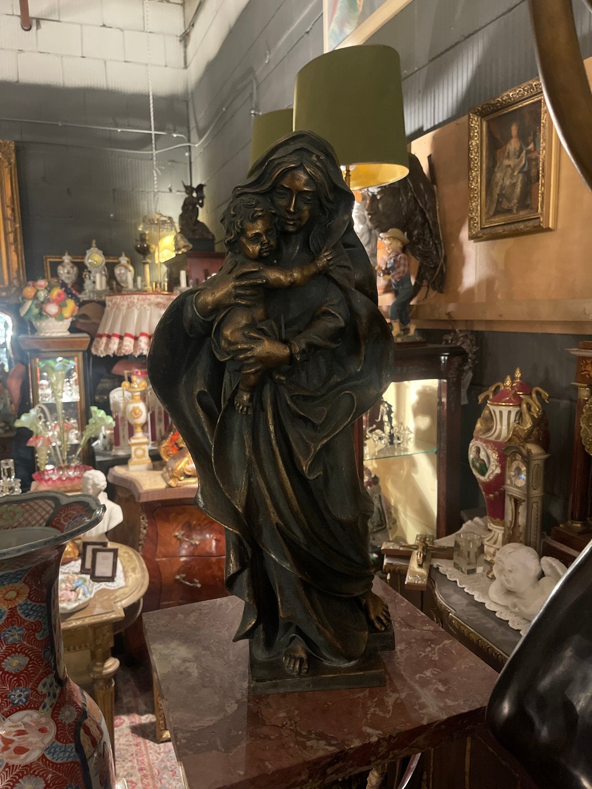 Bronzen beeld Maria met Kind, Ophalen of Verzenden