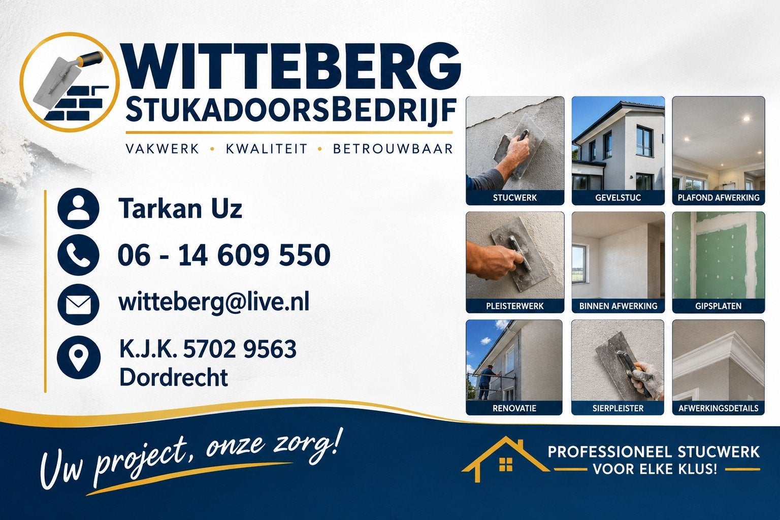 SCHILDER, LATEX SPUITER, STUCADOOR Witteberg, Garantie, Pleisterwerk