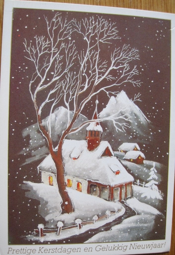 Kerst - prettige kerstdagen - kerkje in de sneeuw - 1987, Verzenden, 1980 tot heden, Gelopen, Overige thema's