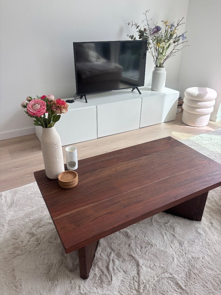 Salontafel hout walnoot, Ophalen, Japandi, 100 tot 150 cm, 50 tot 100 cm