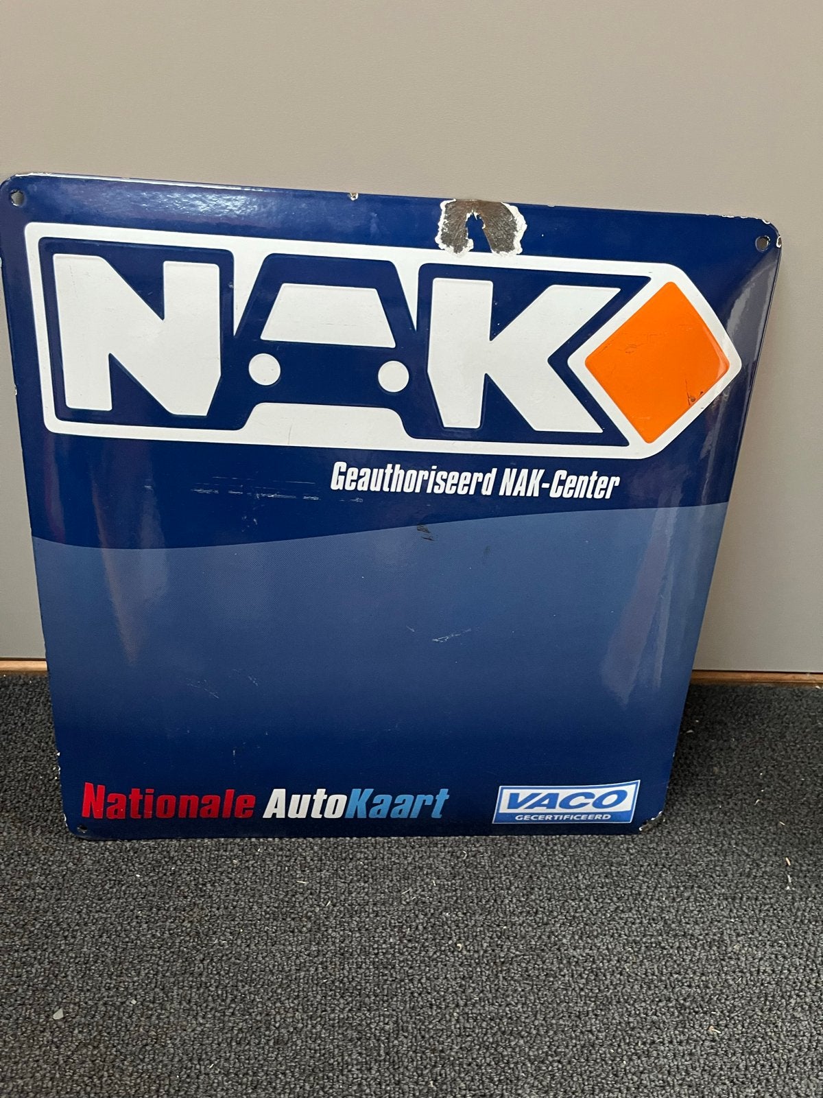 Vintage NAK Geautoriseerd Centrum Emaille Reclamebord, Verzamelen, Ophalen