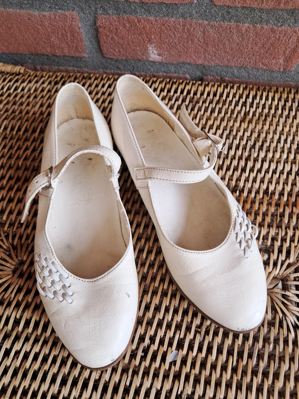 Vintage witte Mary Jane ballerina's., Ophalen of Verzenden