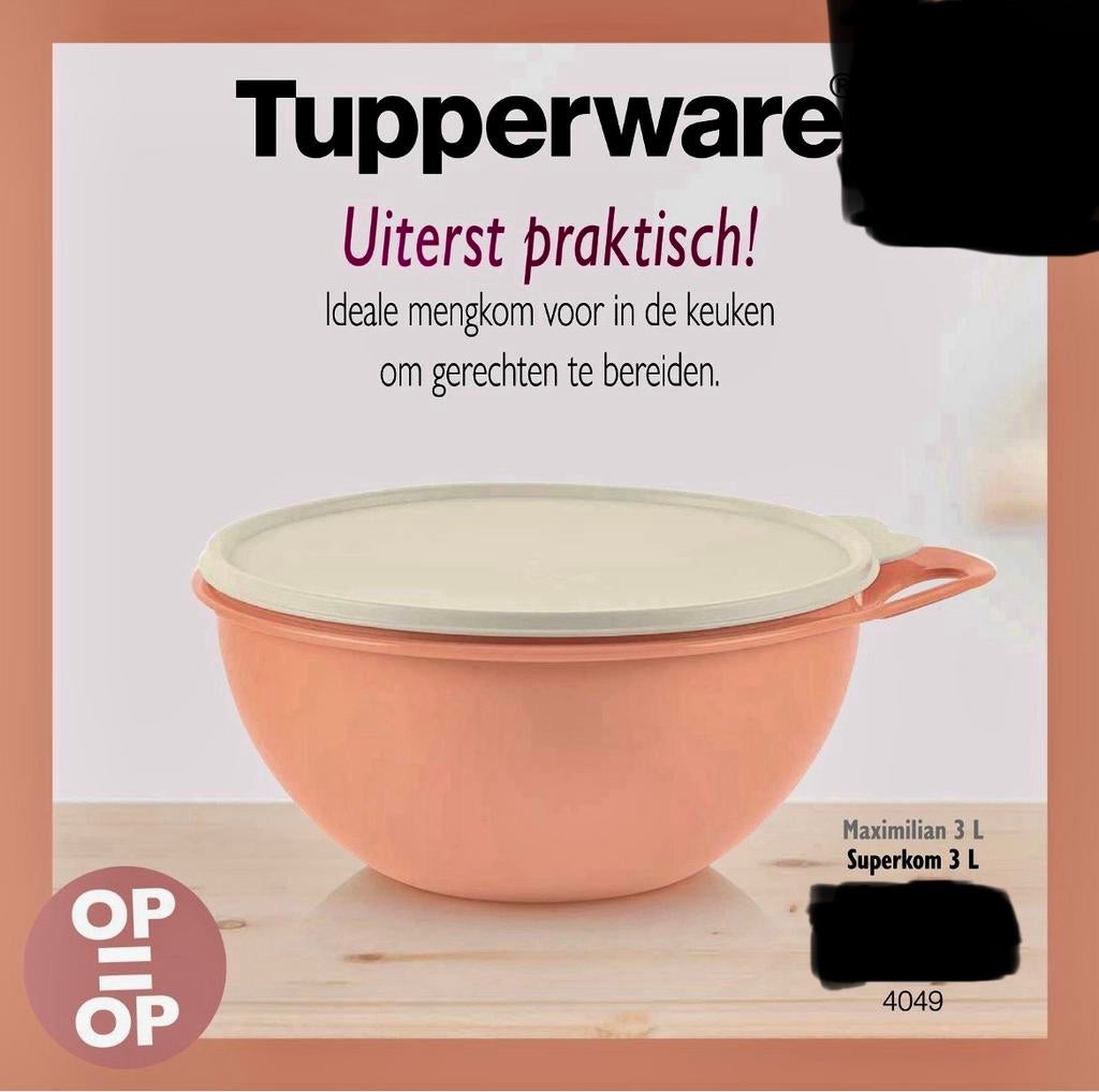 Tupperware Superkom # 3 liter, Ophalen of Verzenden, Nieuw, Bak of Kom