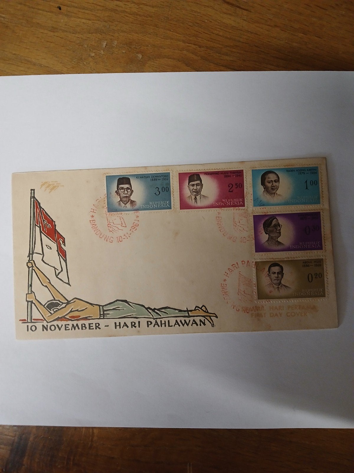 Indonesische Eerstedagcover - Hari Pahlawan 1961, Ophalen of Verzenden, Gestempeld, Zuidoost-Azië