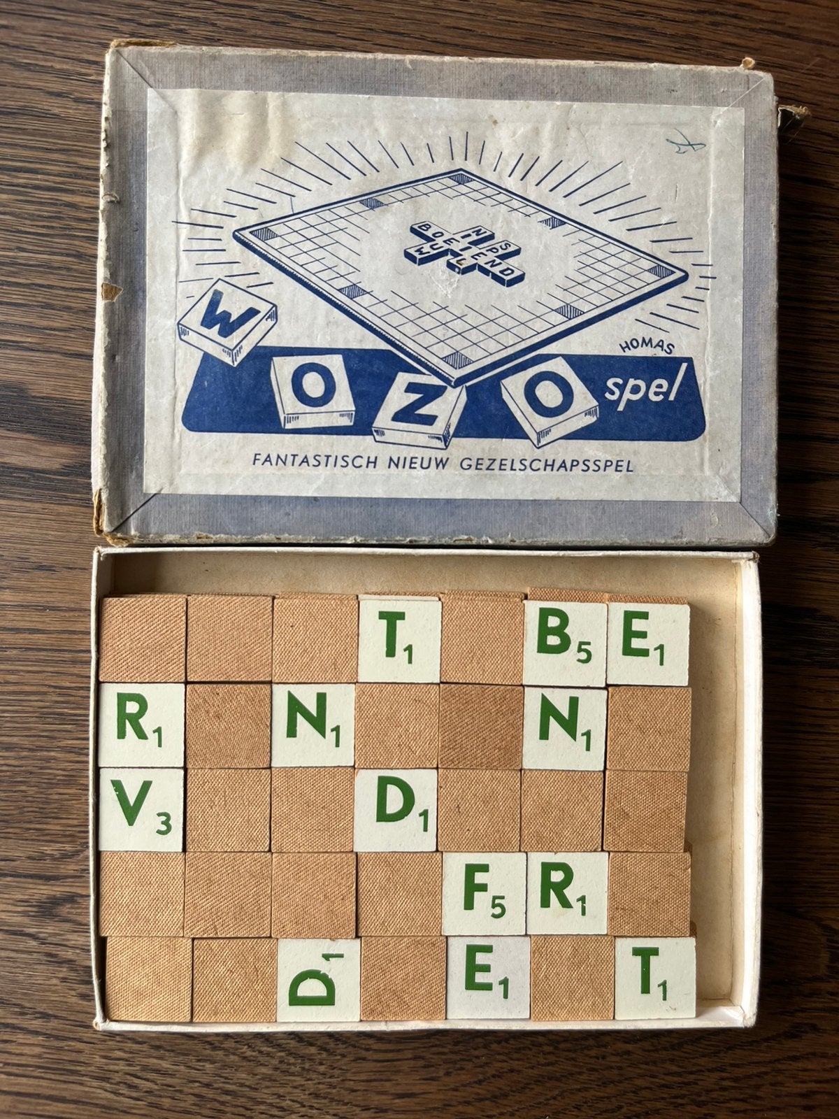 Antiek gezelschapsspel, WOZO, de voorloper van Scrabble, Antiek en Kunst, Ophalen of Verzenden