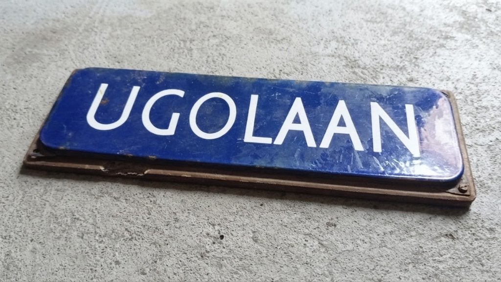 Emaille Bord UGOLAAN Bolsward Straatnaambord Vintage Jaren50, Verzenden