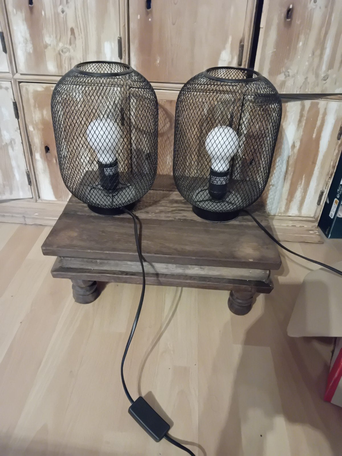 Set van 2 industriële tafellampen - Zwart metaal, Ophalen of Verzenden, Zwart, Industrieel, Sfeerlamp