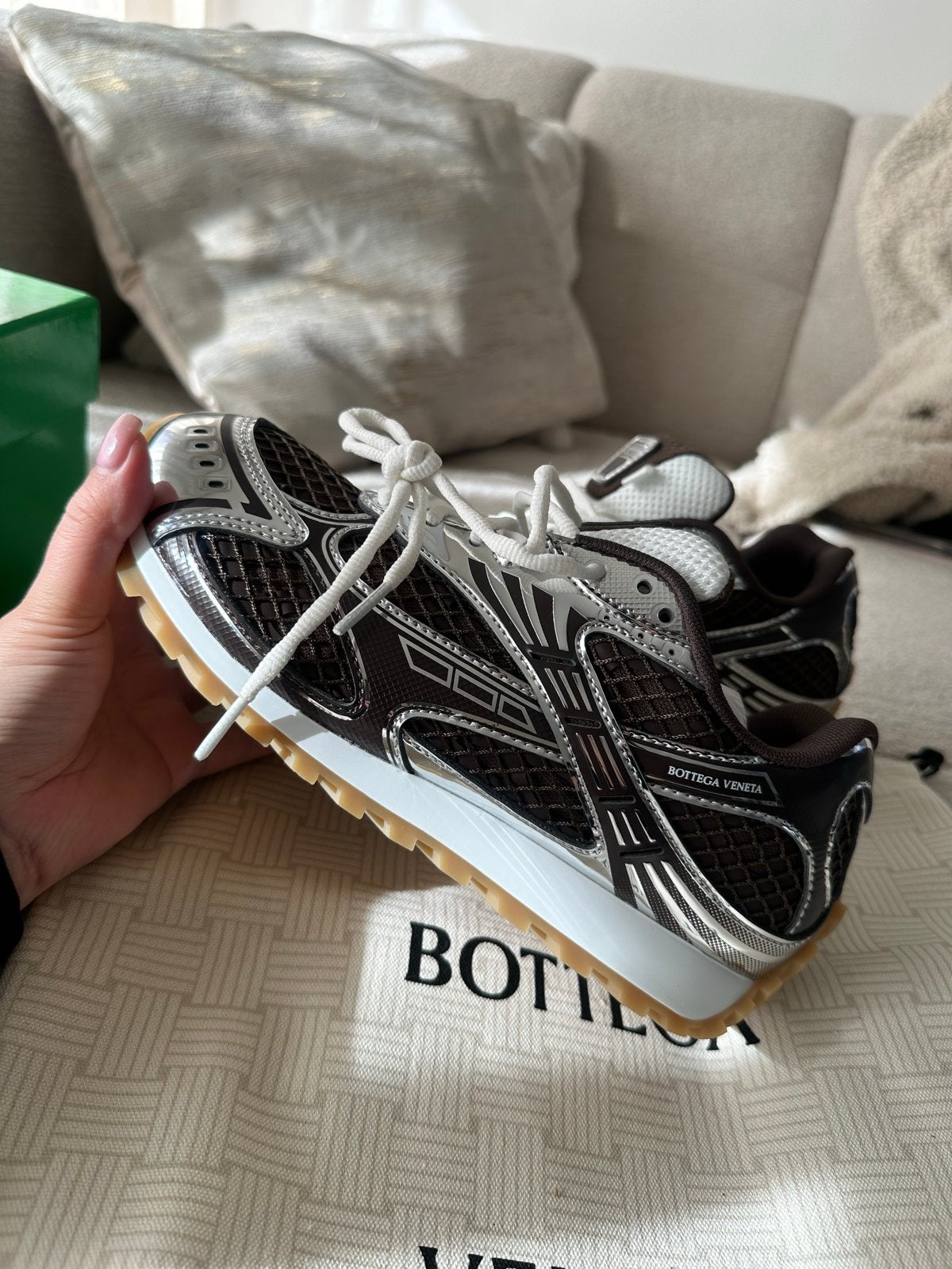 Bottega Veneta Orbit Sneakers Bruin/Zilver, Kleding | Dames, Ophalen, Bruin, Nieuw, Sneakers of Gympen