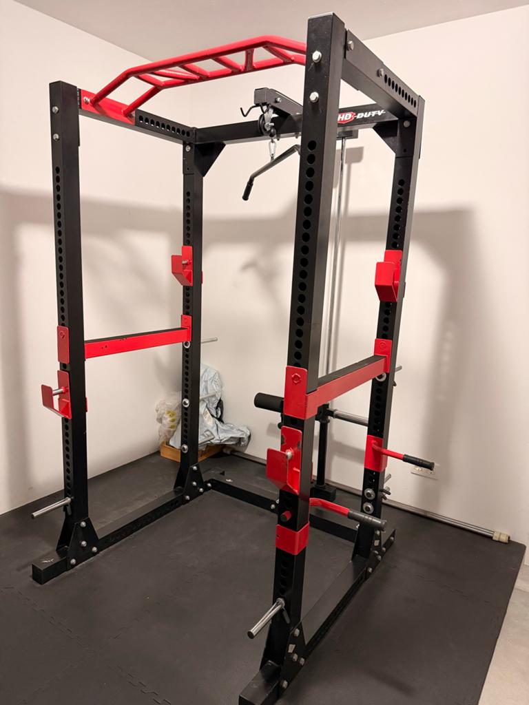 Heavy Duty HD-2 Power Rack met Lat Pulley - Homegym, Ophalen, Gebruikt, Krachtstation, Armen