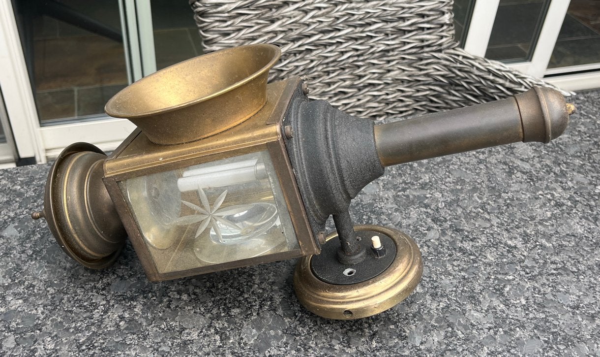 Antieke koperen koetslamp / wandlamp, Ophalen of Verzenden